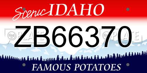ZB66370 Idaho License Plate