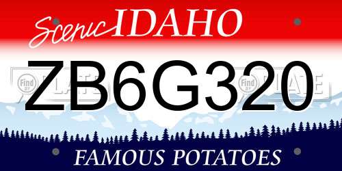 ZB6G320 Idaho License Plate