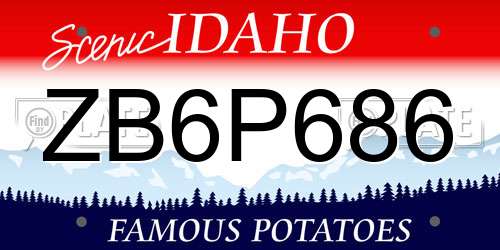 ZB6P686 Idaho License Plate