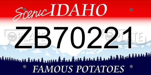ZB70221 Idaho License Plate