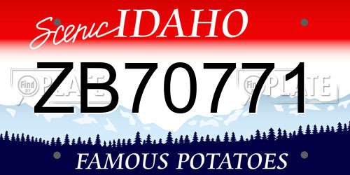 ZB70771 Idaho License Plate