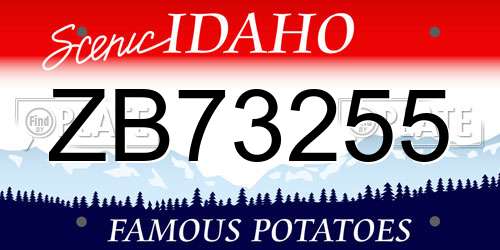 ZB73255 Idaho License Plate