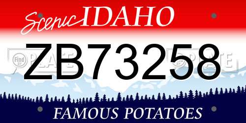 ZB73258 Idaho License Plate