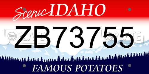 ZB73755 Idaho License Plate