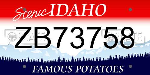ZB73758 Idaho License Plate