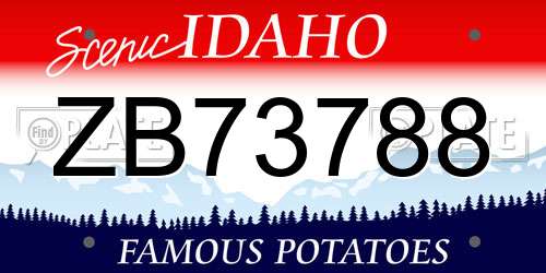 ZB73788 Idaho License Plate