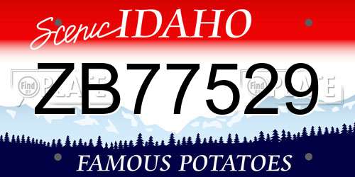 ZB77529 Idaho License Plate