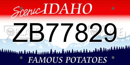 ZB77829 Idaho License Plate