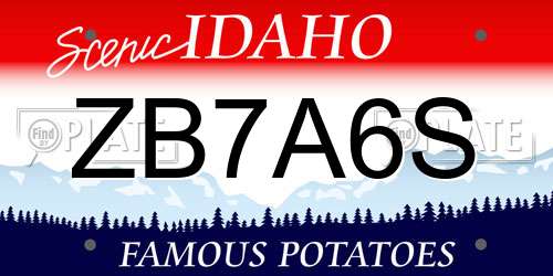 ZB7A6S Idaho License Plate