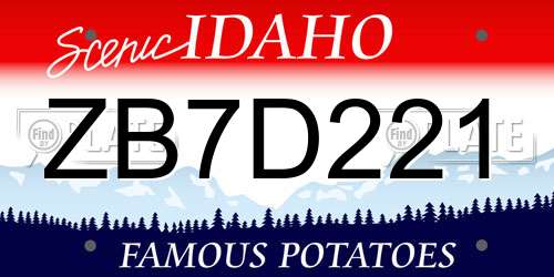 ZB7D221 Idaho License Plate
