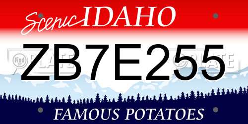 ZB7E255 Idaho License Plate