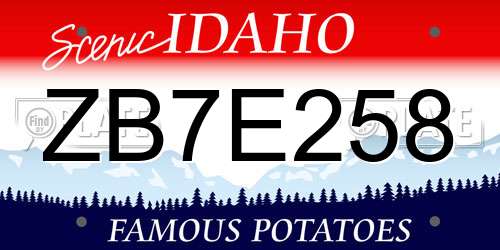 ZB7E258 Idaho License Plate