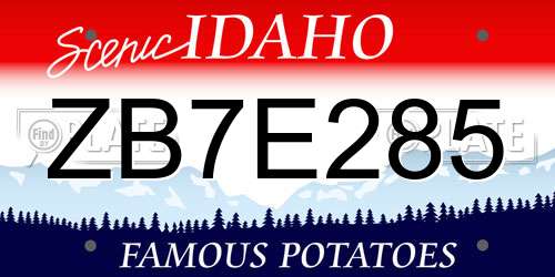 ZB7E285 Idaho License Plate