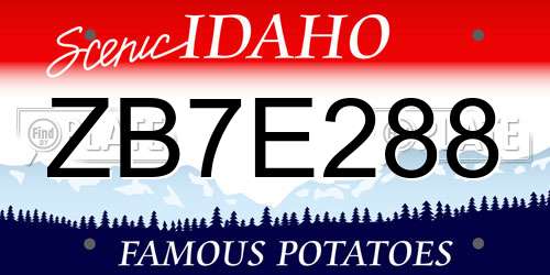 ZB7E288 Idaho License Plate