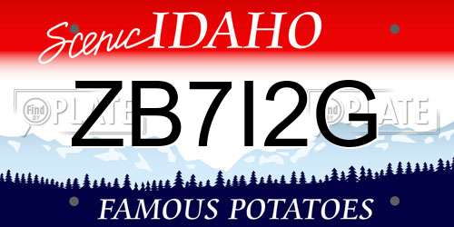 ZB7I2G Idaho License Plate