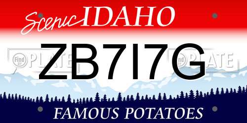 ZB7I7G Idaho License Plate