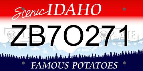 ZB7O271 Idaho License Plate