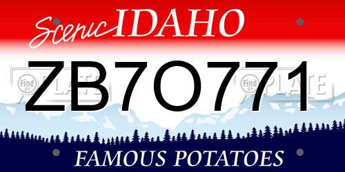 ZB7O771 Idaho License Plate
