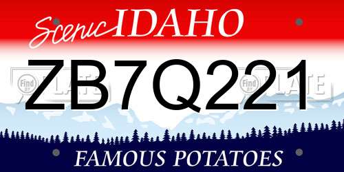 ZB7Q221 Idaho License Plate
