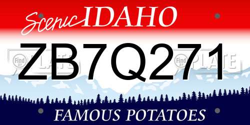 ZB7Q271 Idaho License Plate