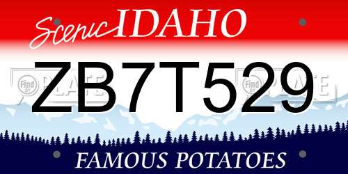 ZB7T529 Idaho License Plate