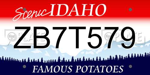 ZB7T579 Idaho License Plate