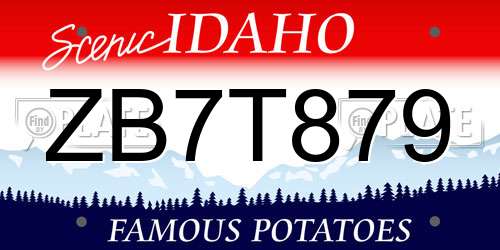 ZB7T879 Idaho License Plate