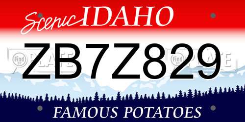 ZB7Z829 Idaho License Plate