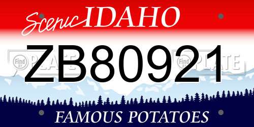ZB80921 Idaho License Plate
