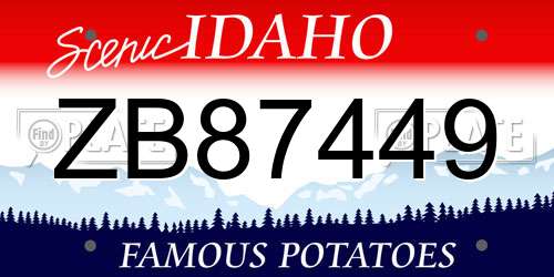 ZB87449 Idaho License Plate