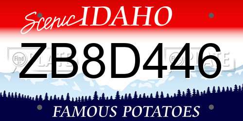 ZB8D446 Idaho License Plate