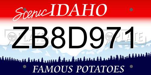 ZB8D971 Idaho License Plate