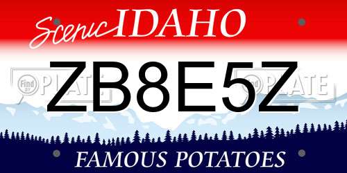 ZB8E5Z Idaho License Plate