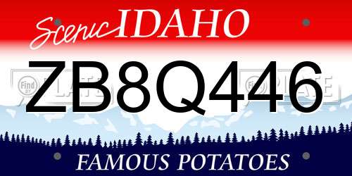 ZB8Q446 Idaho License Plate