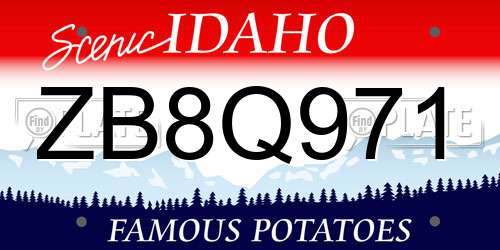 ZB8Q971 Idaho License Plate