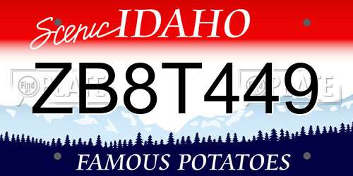 ZB8T449 Idaho License Plate