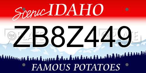 ZB8Z449 Idaho License Plate