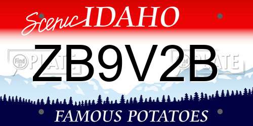 ZB9V2B Idaho License Plate
