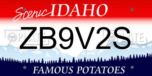 ZB9V2S Idaho License Plate