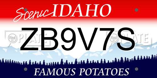ZB9V7S Idaho License Plate