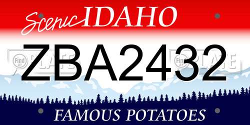 ZBA2432 Idaho License Plate