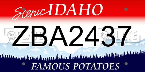 ZBA2437 Idaho License Plate