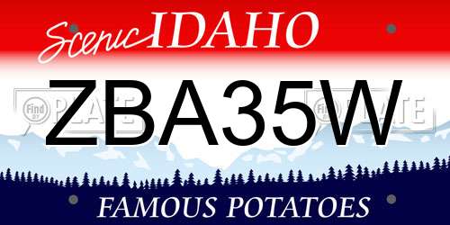 ZBA35W Idaho License Plate
