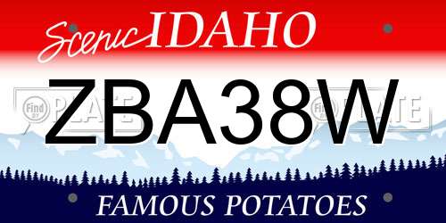 ZBA38W Idaho License Plate