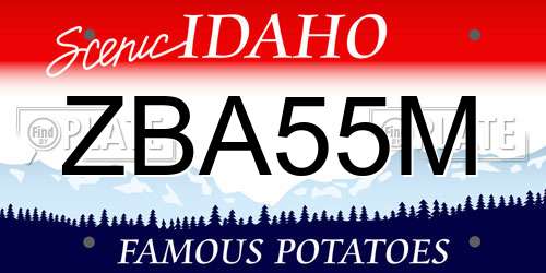ZBA55M Idaho License Plate