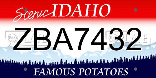 ZBA7432 Idaho License Plate