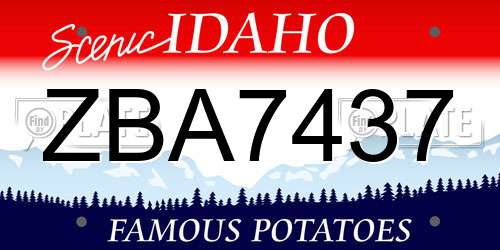 ZBA7437 Idaho License Plate