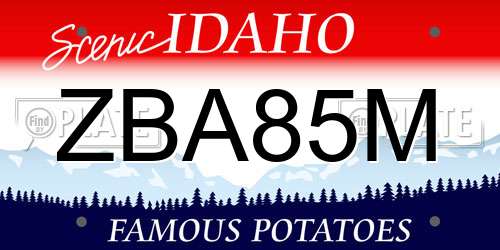 ZBA85M Idaho License Plate