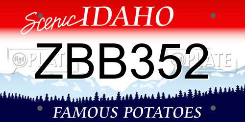 ZBB352 Idaho License Plate