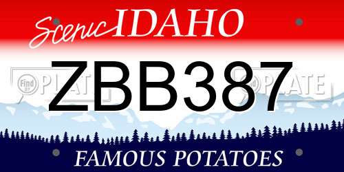 ZBB387 Idaho License Plate